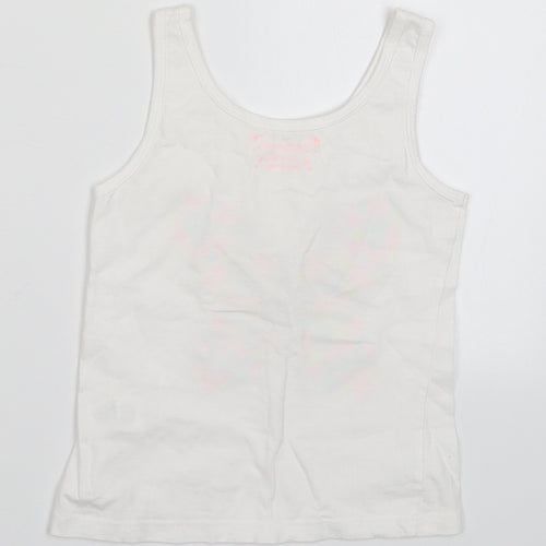 Primark Girls White   Basic Tank Size 4-5 Years  - Butterfly