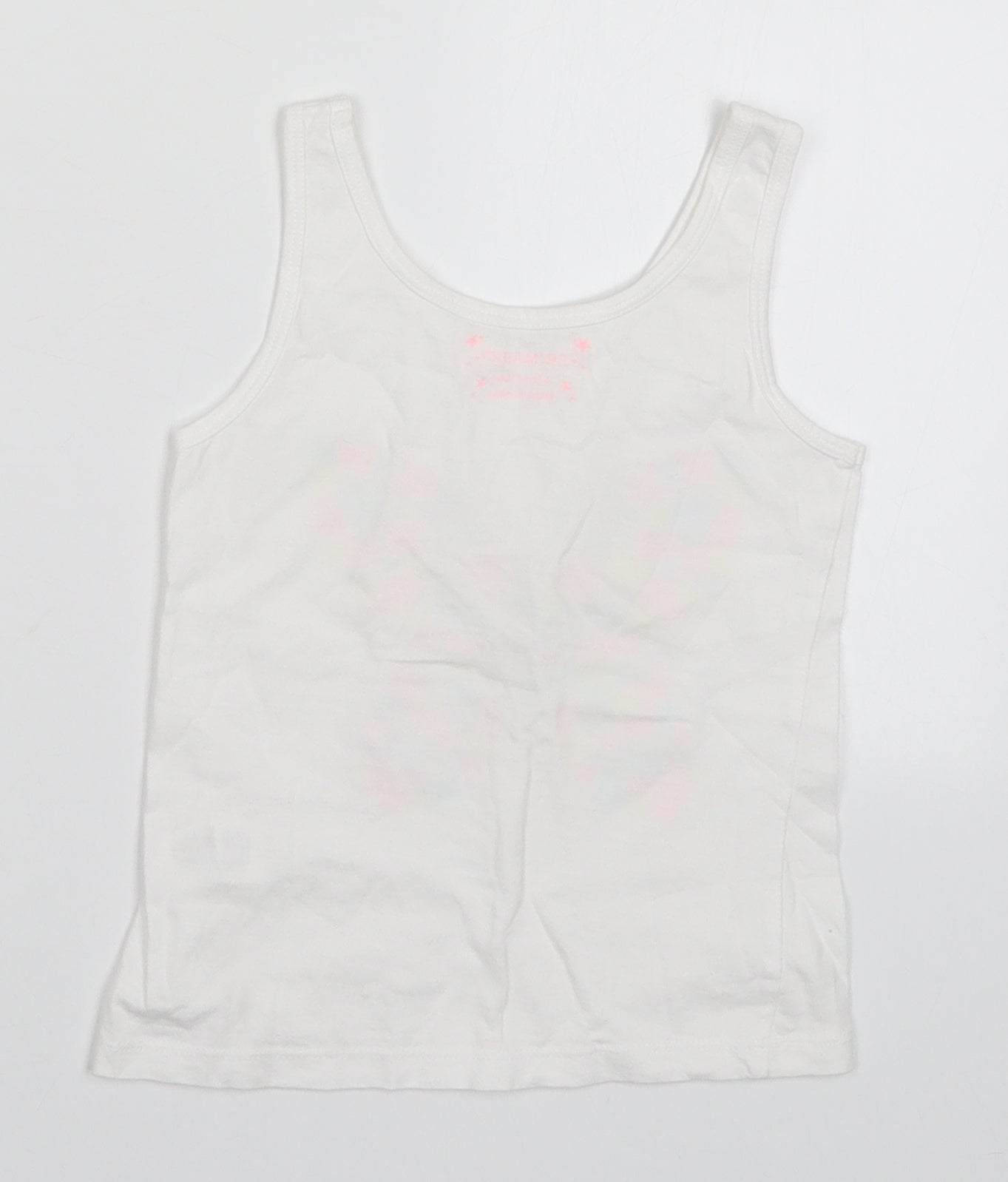 Primark Girls White   Basic Tank Size 4-5 Years  - Butterfly