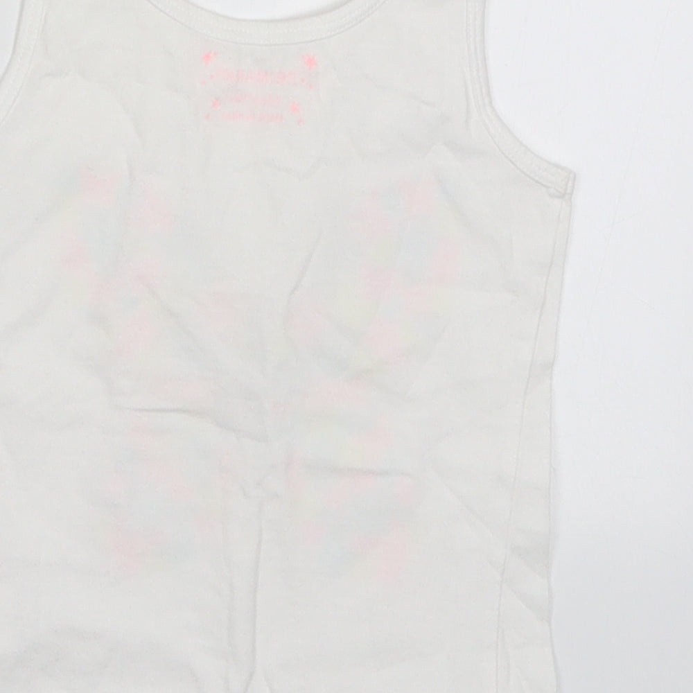 Primark Girls White   Basic Tank Size 4-5 Years  - Butterfly