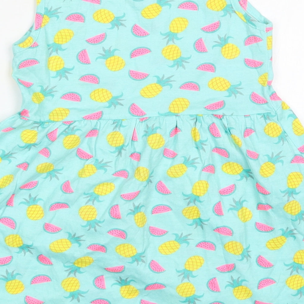 Primark Girls Blue   Skater Dress  Size 6-7 Years  - Watermelon Pineapple Print