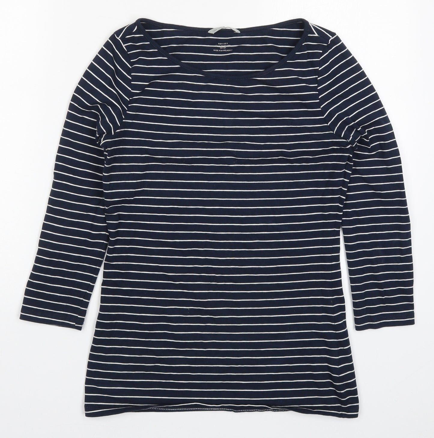 H&M Womens Blue Striped  Basic T-Shirt Size S