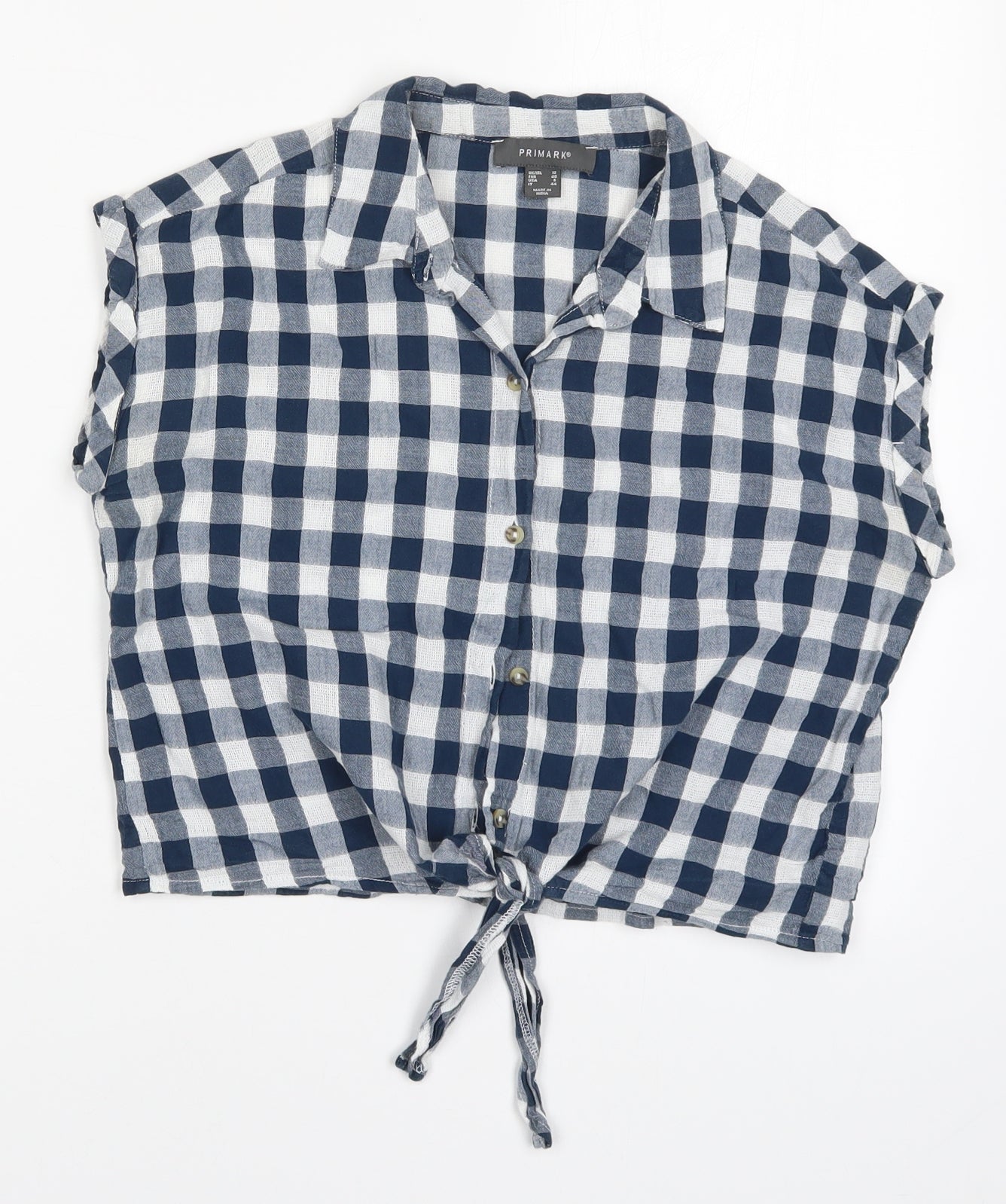 Primark Womens Blue Check Basic Button-Up Size 12 – Preworn