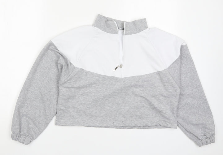Boohoo Womens Grey Colourblock Pullover Sweatshirt Size M