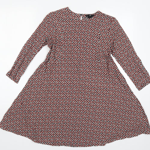 H&M Womens Blue Geometric  A-Line  Size 6
