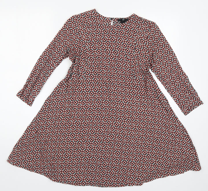 H&M Womens Blue Geometric A-Line Size 6