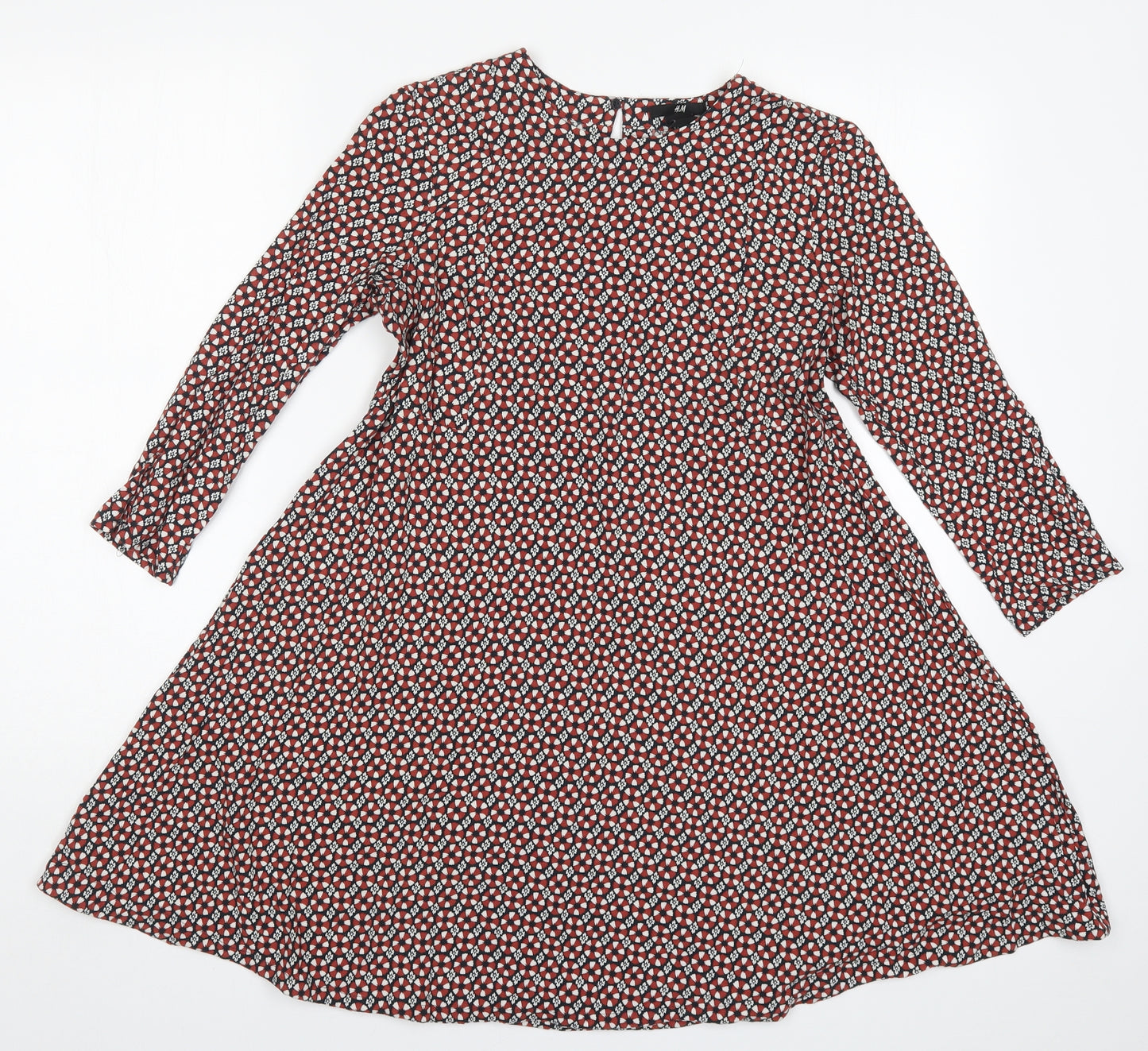 H&M Womens Blue Geometric  A-Line  Size 6