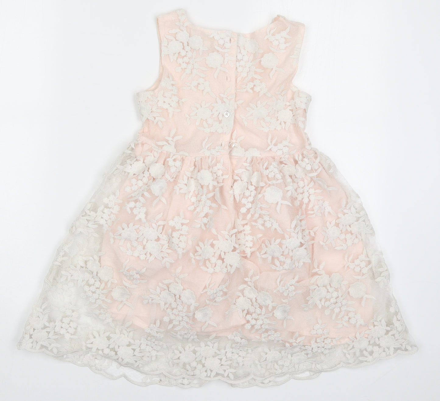 Primark Girls Pink Floral Lace Skater Dress  Size 5-6 Years
