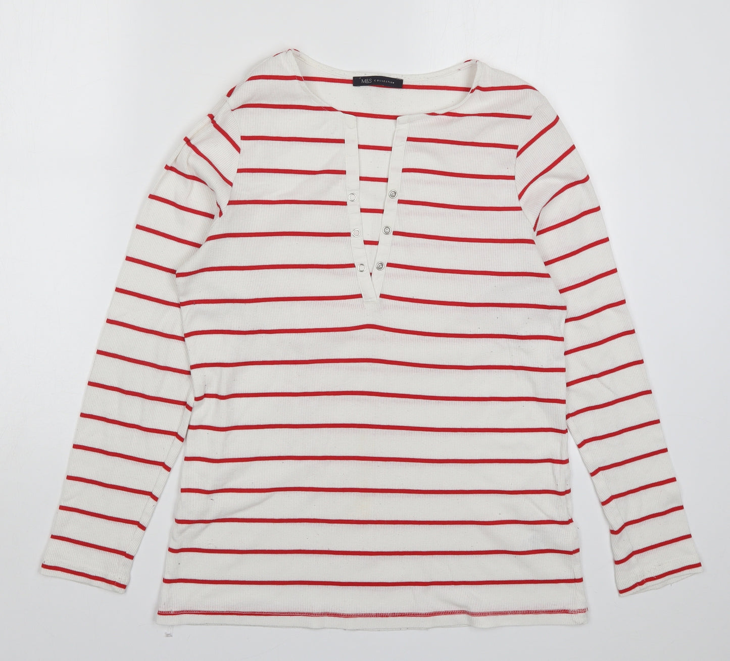 Marks and Spencer Womens Red Striped  Basic T-Shirt Size 16