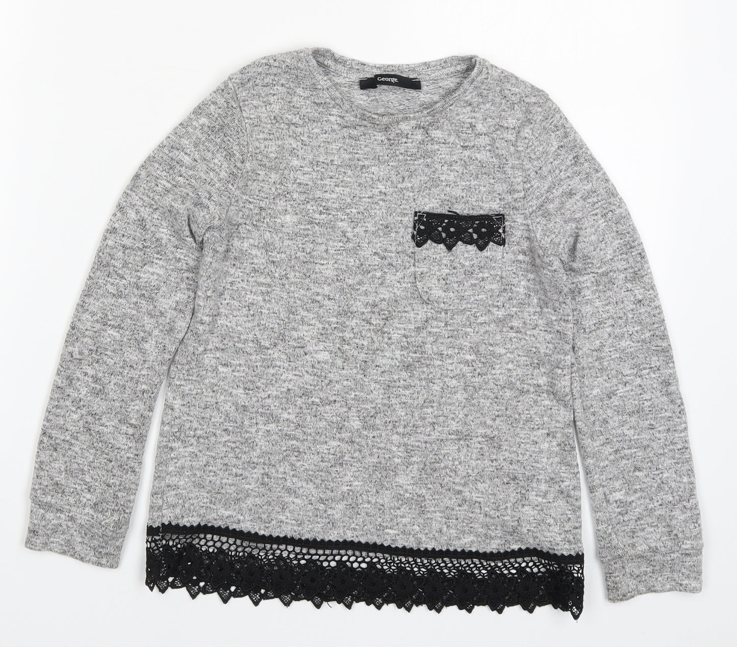 George Girls Grey   Basic T-Shirt Size 7-8 Years
