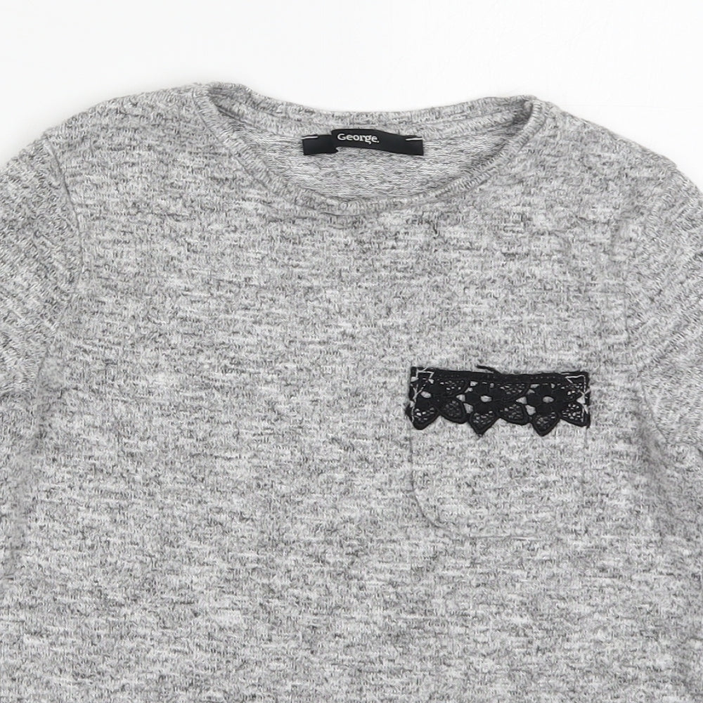 George Girls Grey   Basic T-Shirt Size 7-8 Years