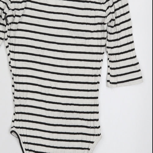 Atmosphere Womens White Striped  Bodysuit One-Piece Size 6  - Black and White