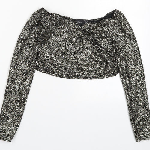 PRETTYLITTLETHING Womens Gold   Cropped T-Shirt Size 6