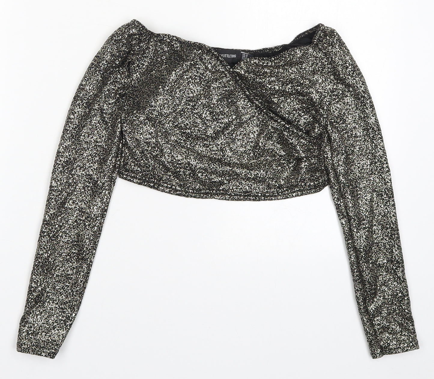 PRETTYLITTLETHING Womens Gold   Cropped T-Shirt Size 6