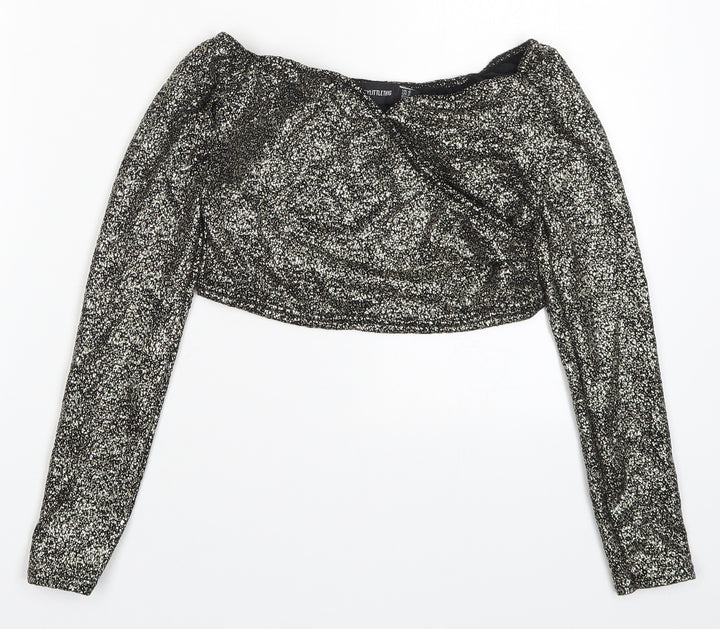 PRETTYLITTLETHING Womens Gold   Cropped T-Shirt Size 6