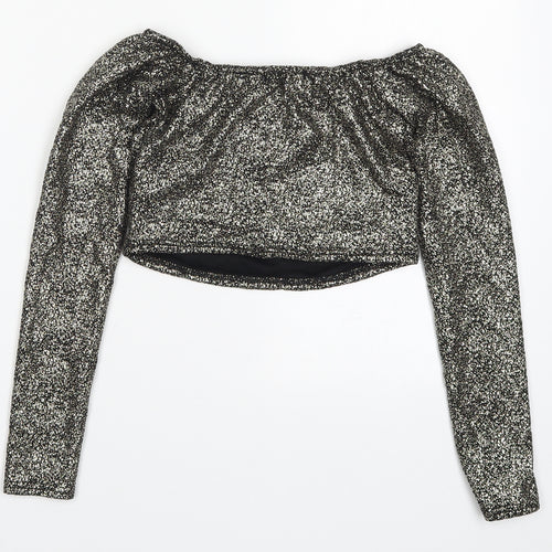 PRETTYLITTLETHING Womens Gold   Cropped T-Shirt Size 6