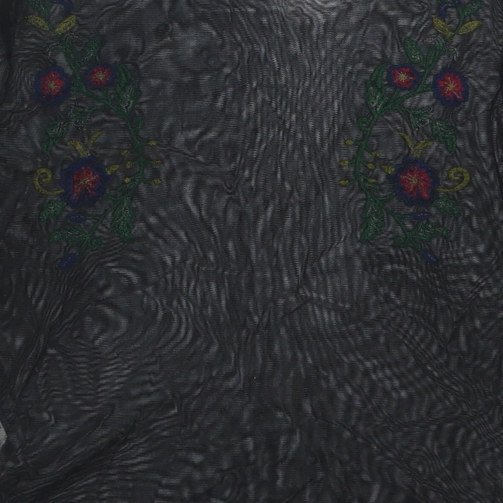 Zara Womens Black Floral  Basic T-Shirt Size S
