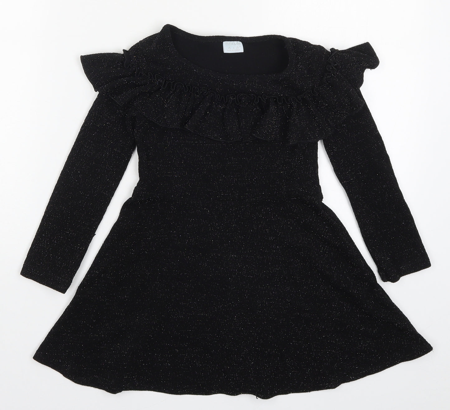 F&F Girls Black   Skater Dress  Size 6-7 Years