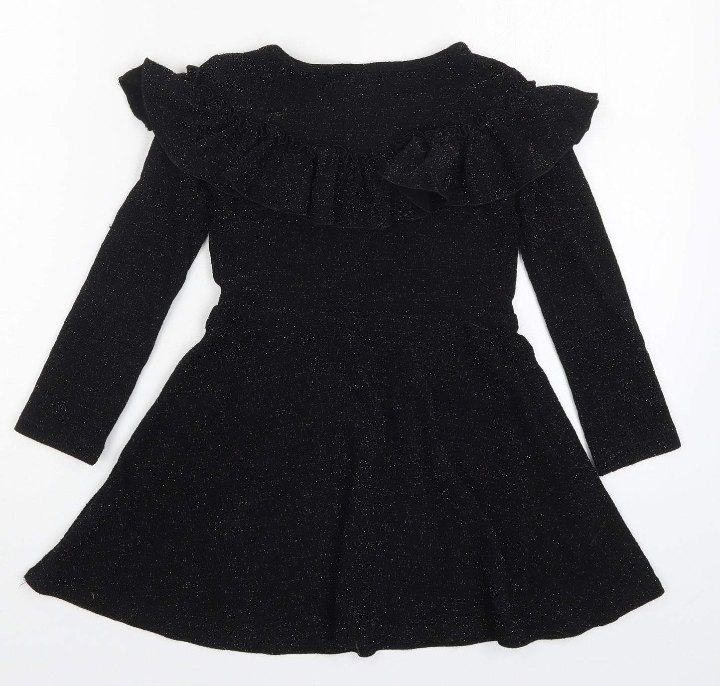 F&F Girls Black   Skater Dress  Size 6-7 Years