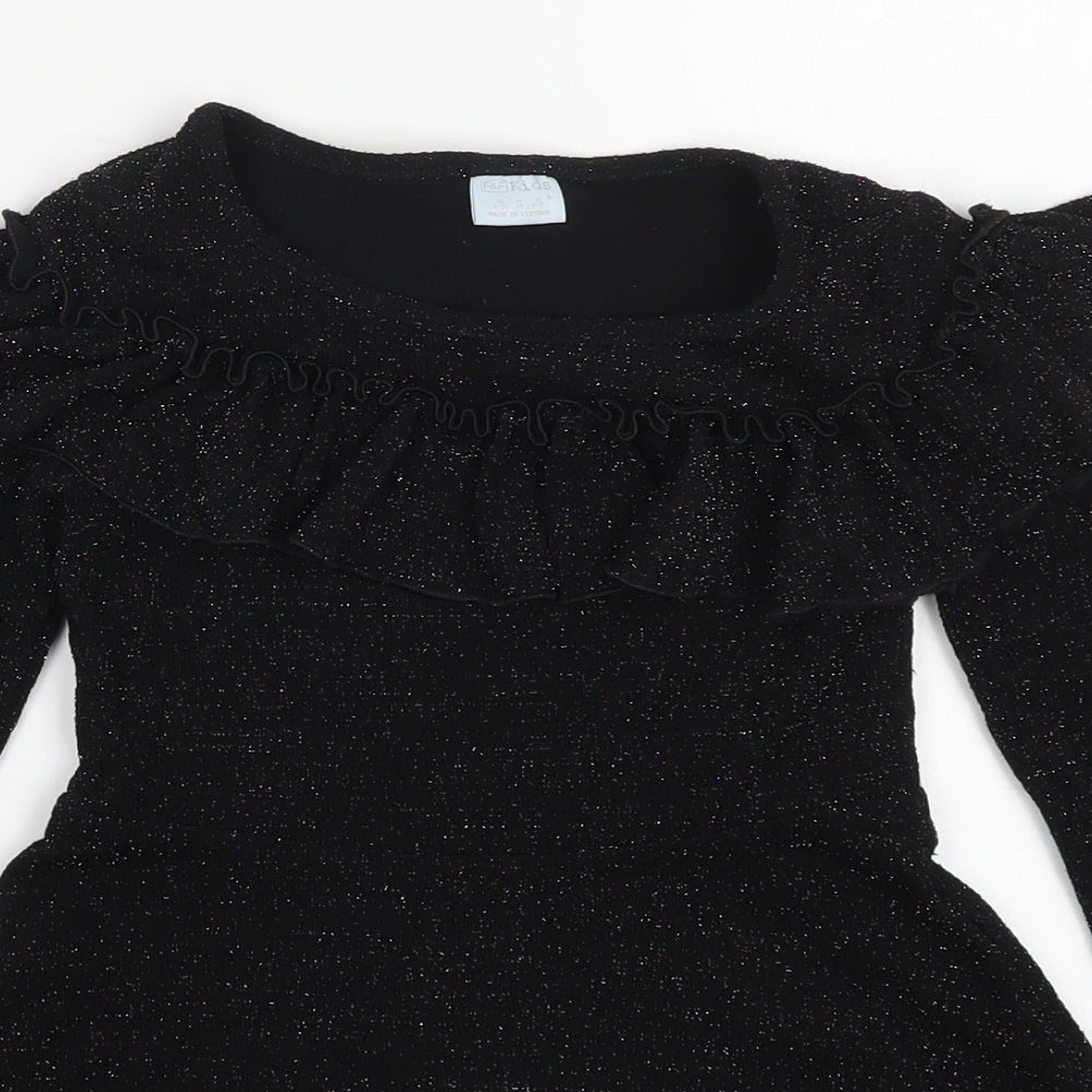 F&F Girls Black   Skater Dress  Size 6-7 Years