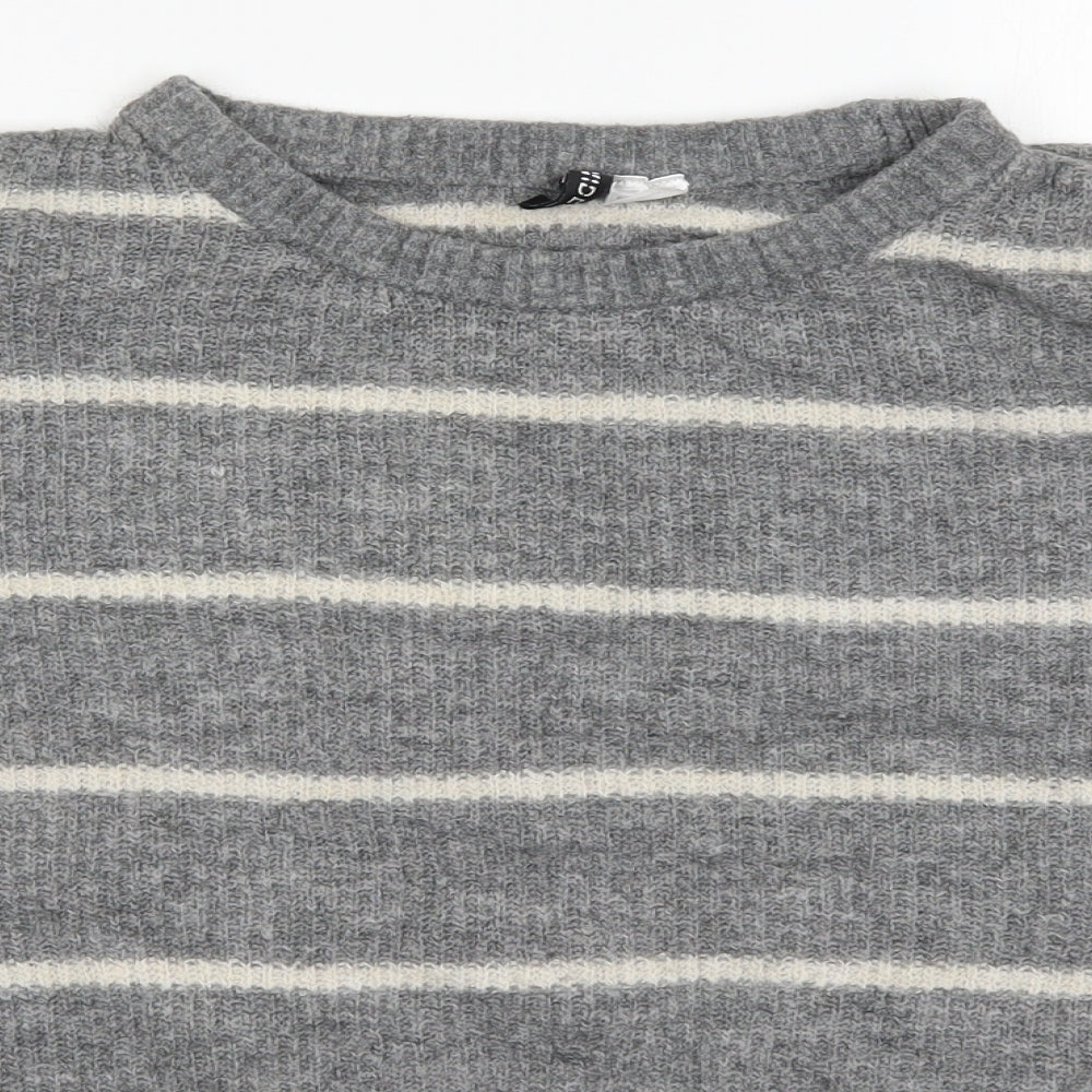 H&M Womens Grey Striped Knit Pullover Jumper Size M