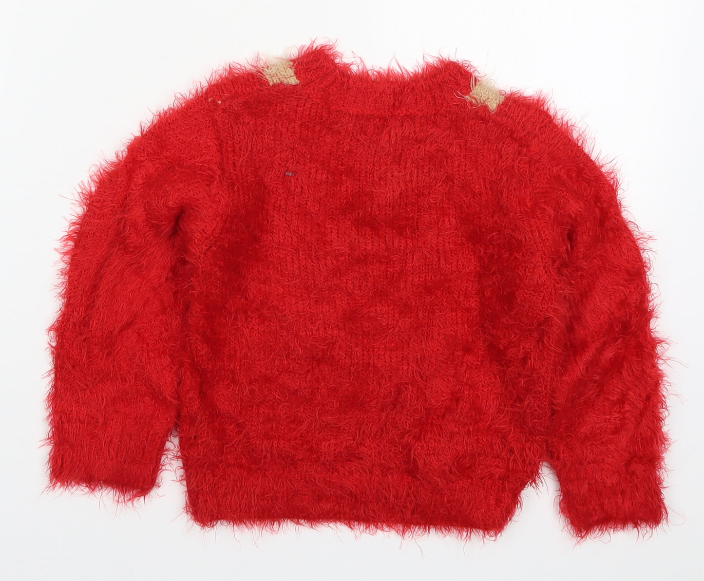 NEXT Girls Red  Knit Pullover Jumper Size 3-4 Years  - Rudolph Christmas