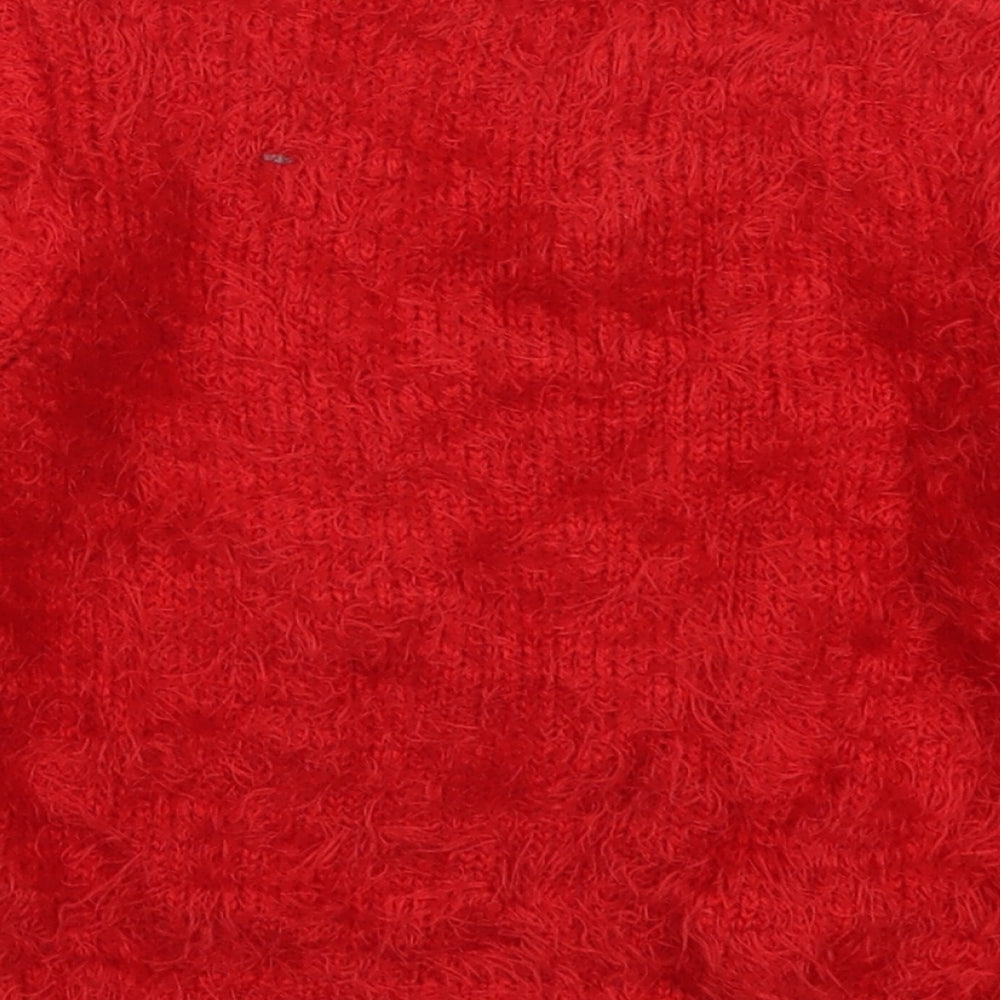 NEXT Girls Red  Knit Pullover Jumper Size 3-4 Years  - Rudolph Christmas