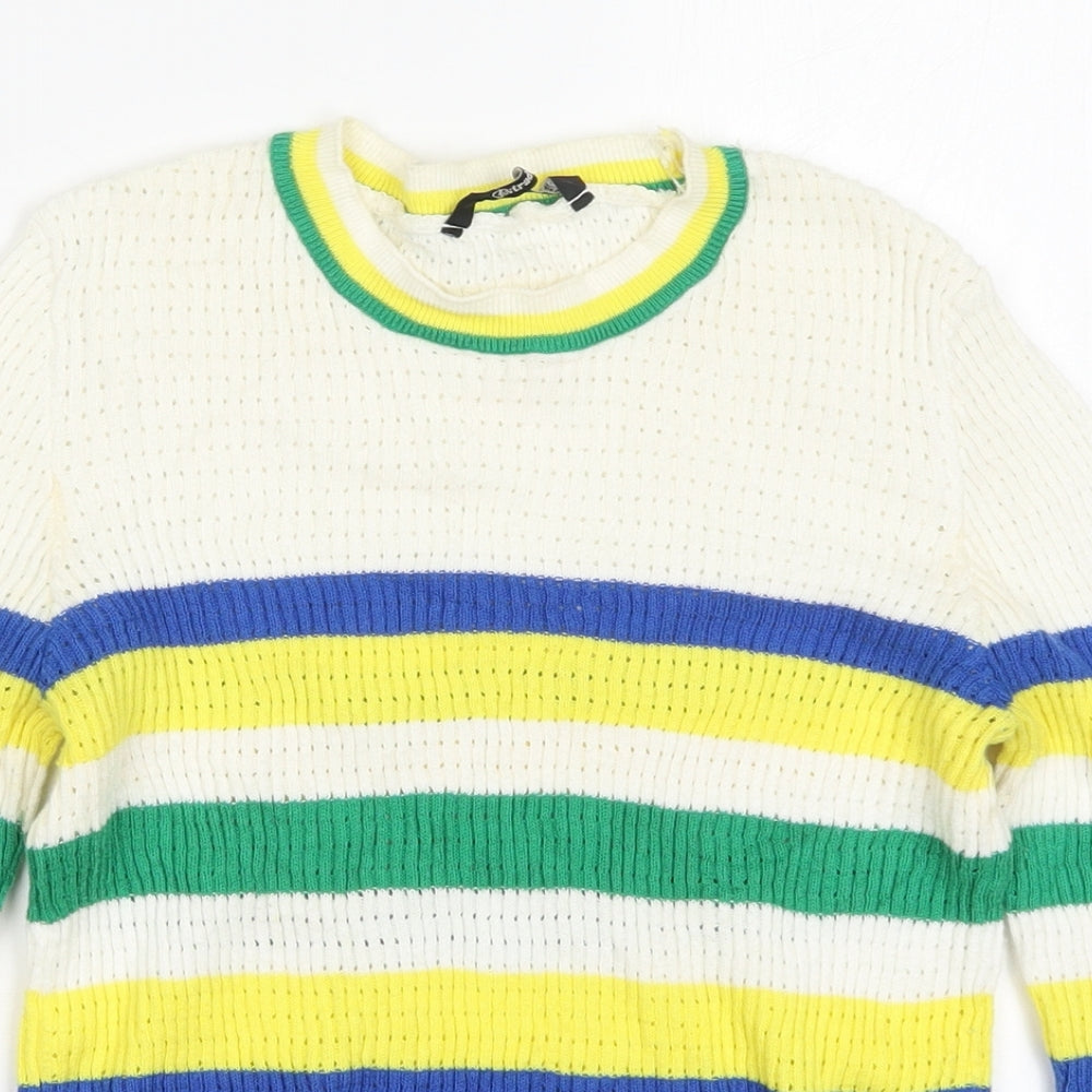 Stradivarius Womens Multicoloured Striped Knit Pullover Jumper Size M