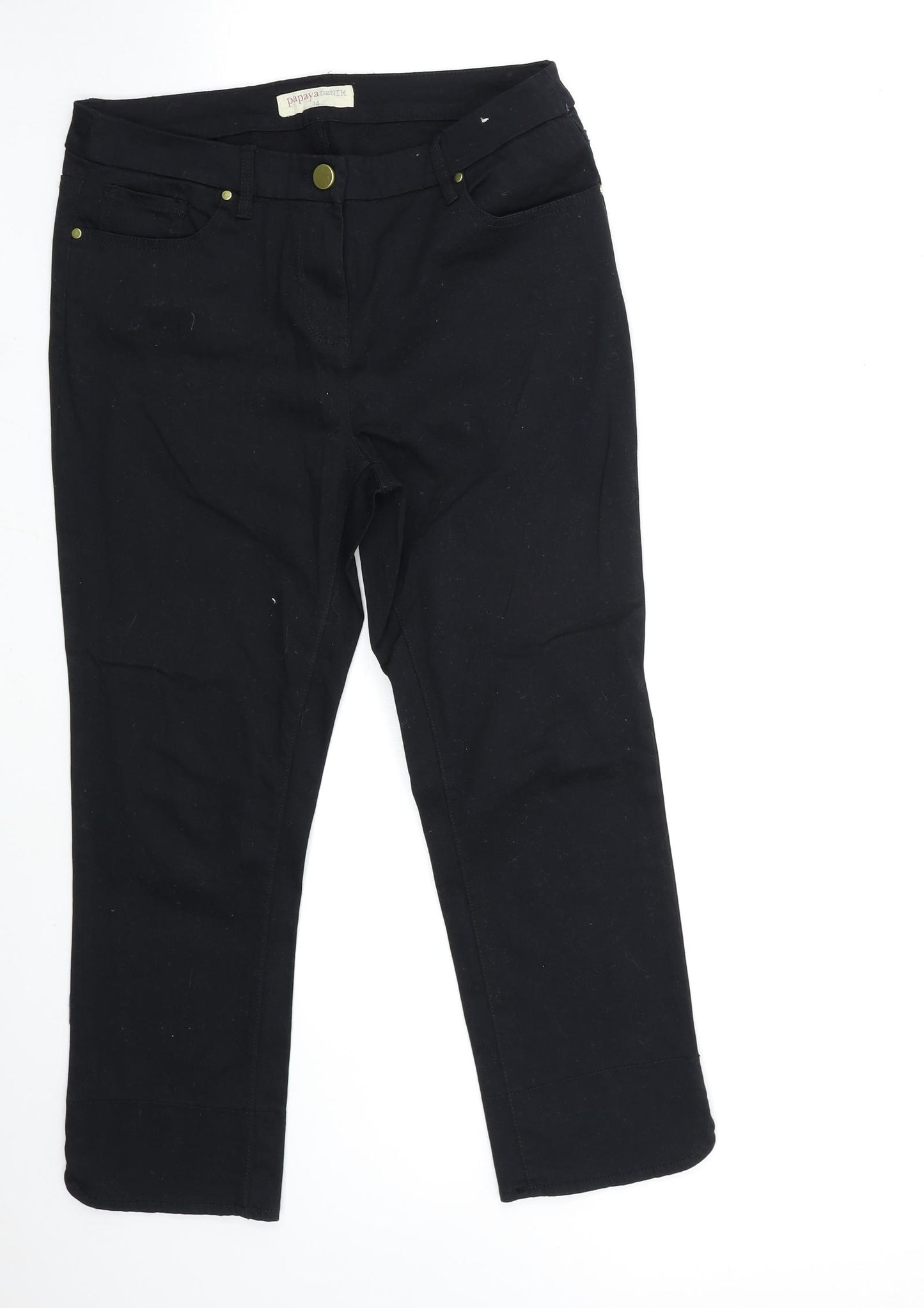 Papaya Womens Black   Trousers  Size 14 L25 in