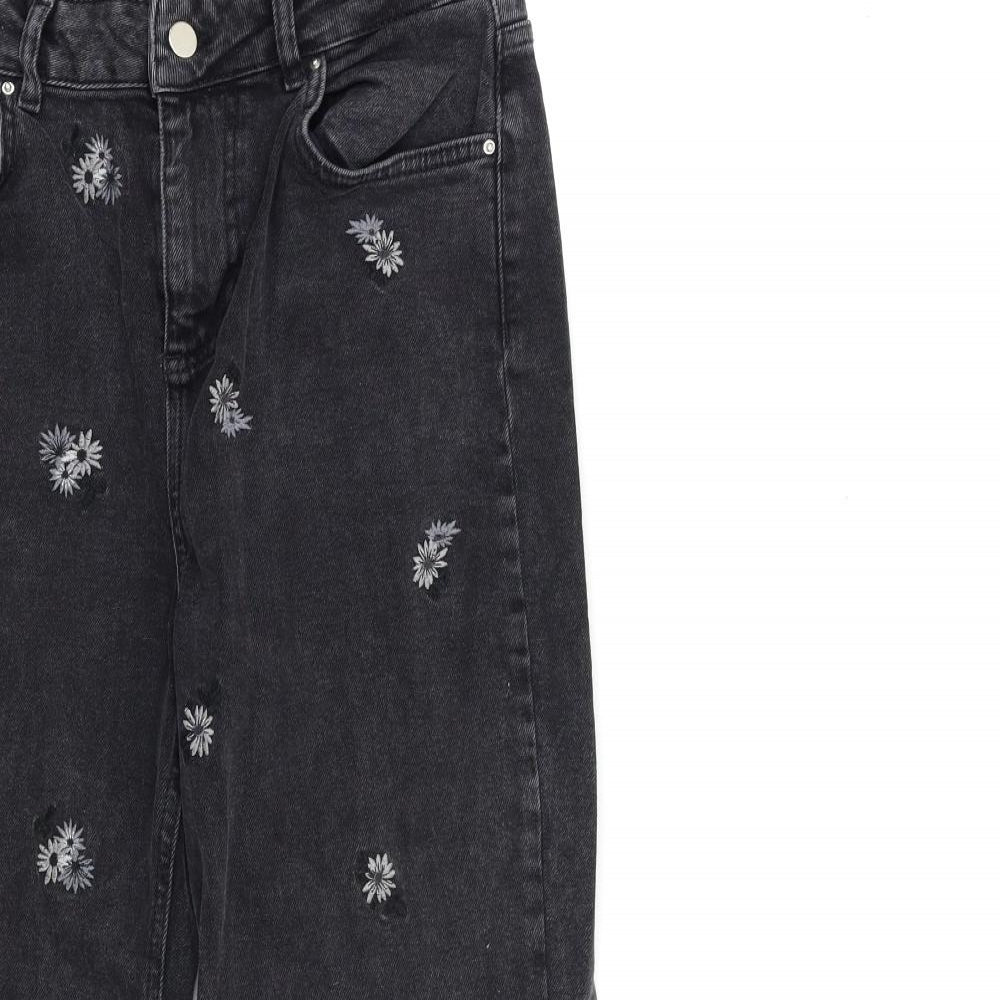 TU Womens Green Floral Denim Mom Jeans Size 10 L27 in