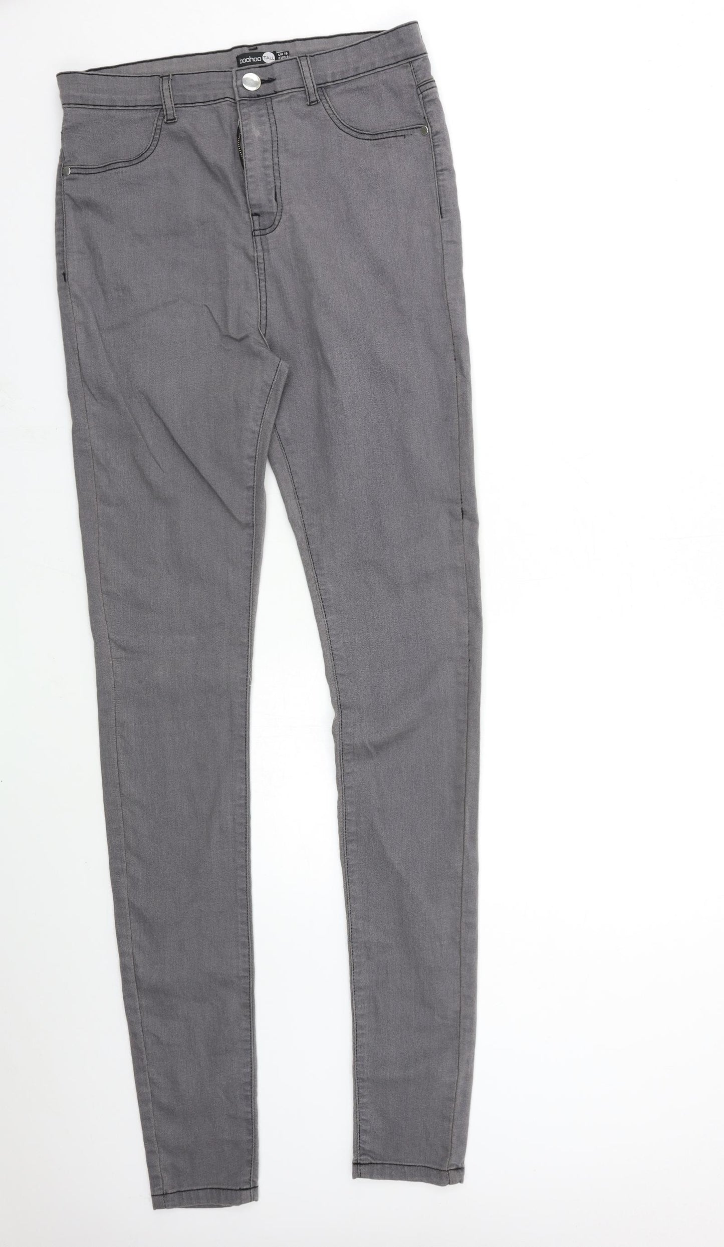 Boohoo Womens Grey  Denim Skinny Jeans Size 16 L34 in