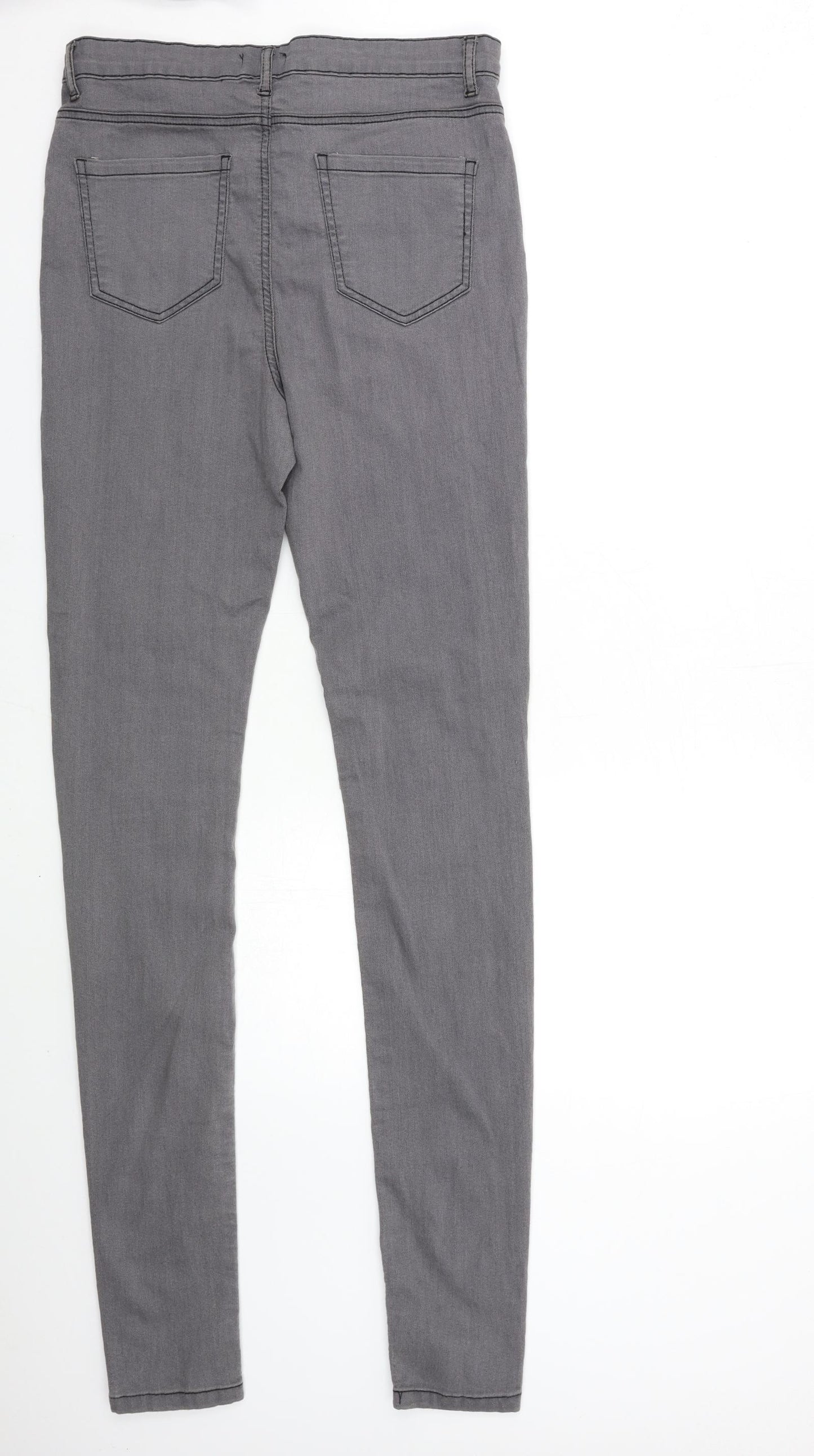 Boohoo Womens Grey  Denim Skinny Jeans Size 16 L34 in