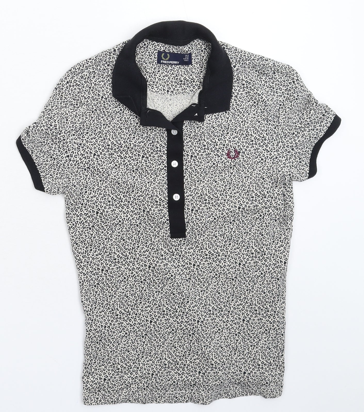 Fred Perry Womens Multicoloured Animal Print  Basic Polo Size 8
