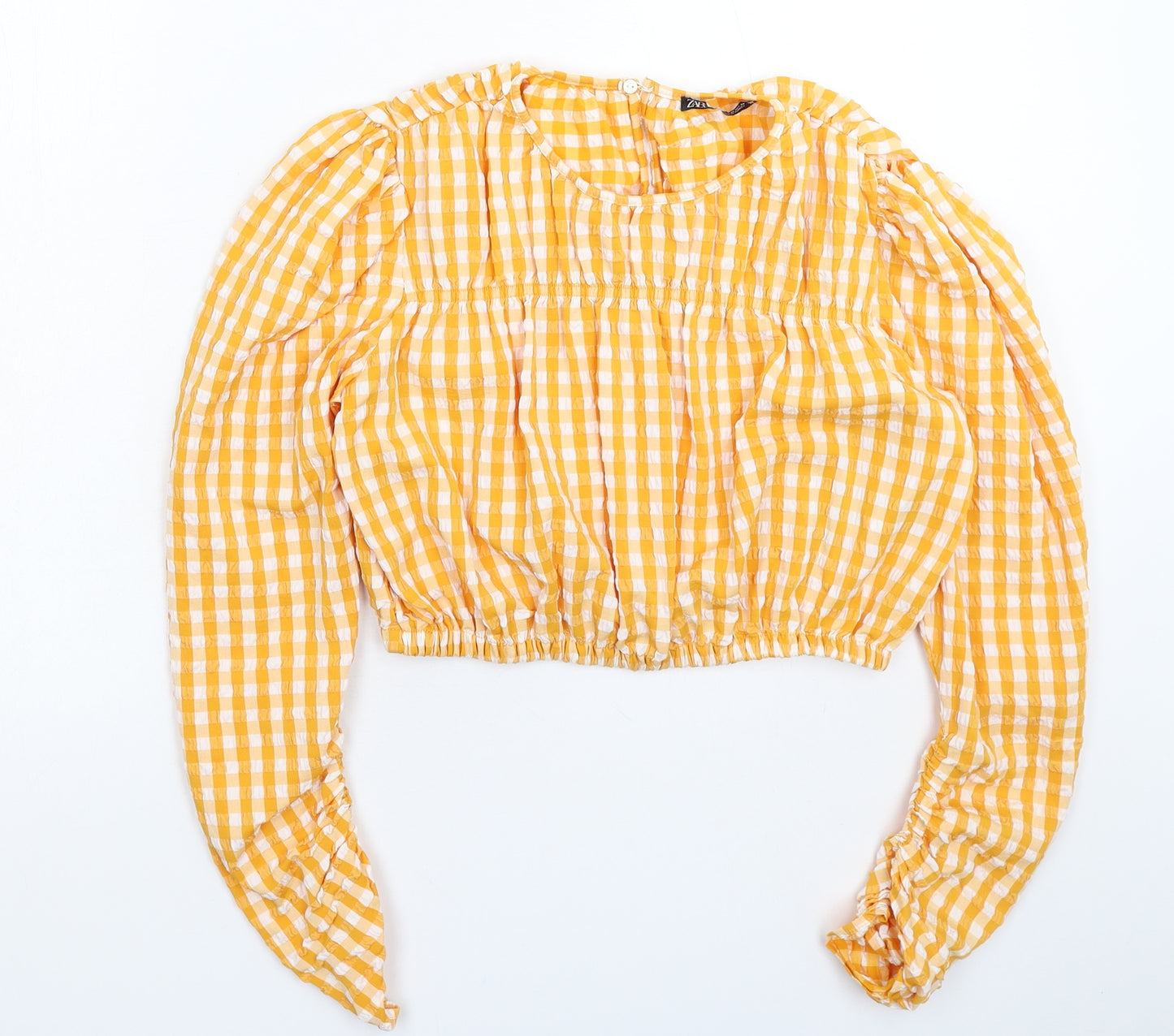 Zara Womens Yellow Check  Basic Blouse Size M