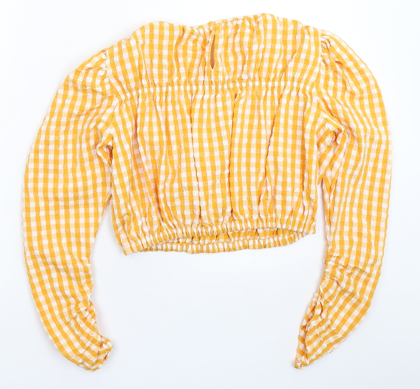 Zara Womens Yellow Check  Basic Blouse Size M