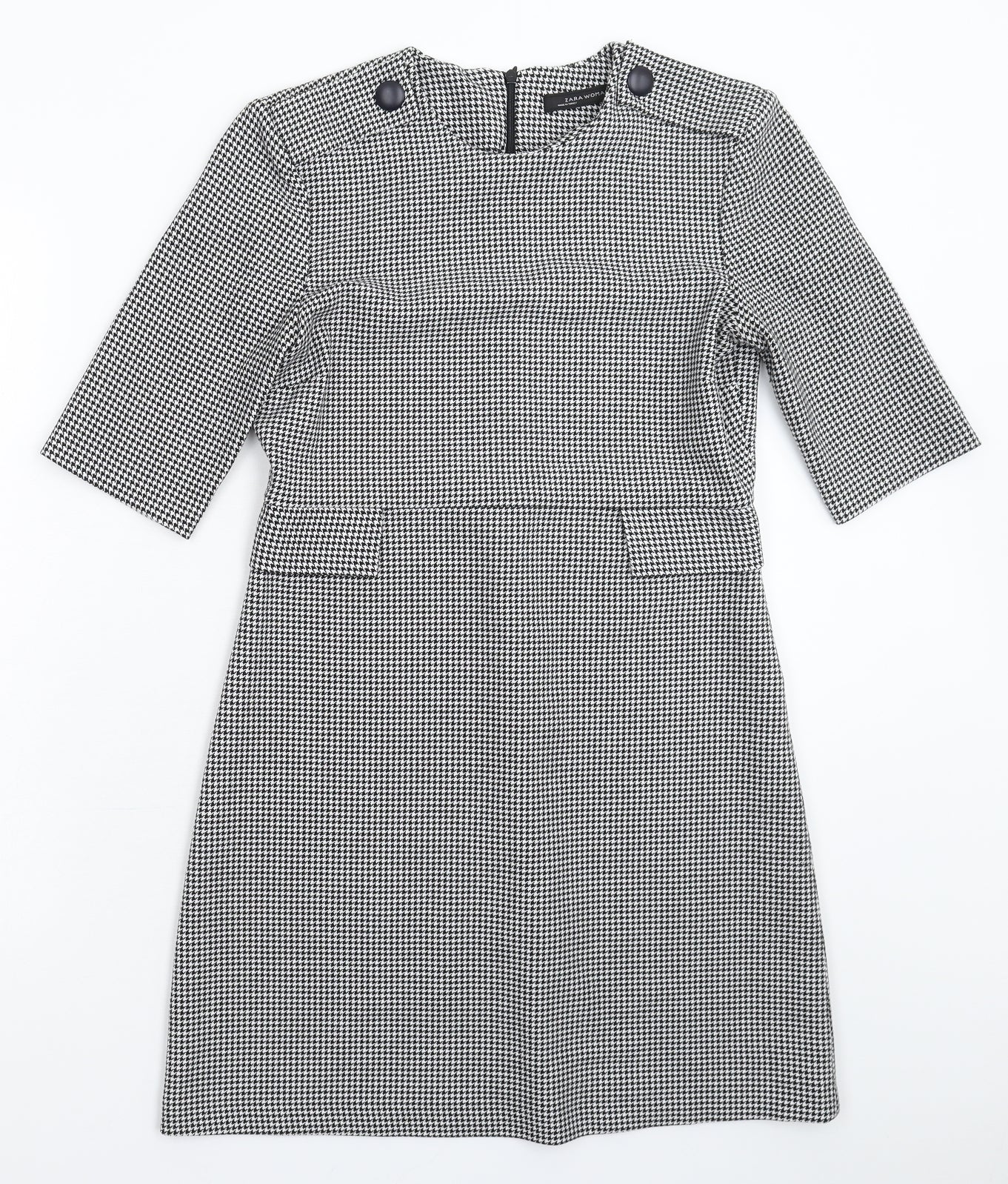 Zara Womens Multicoloured Houndstooth  Fit & Flare  Size S