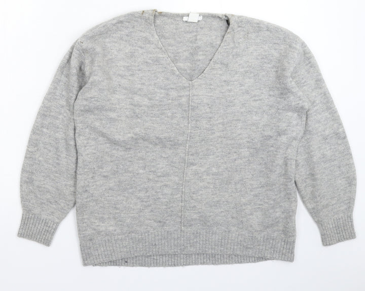 H&M Womens Grey  Knit Pullover Jumper Size XS