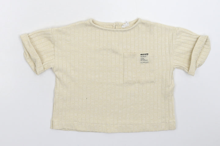 Zara Girls Beige   Basic T-Shirt Size 6 Years
