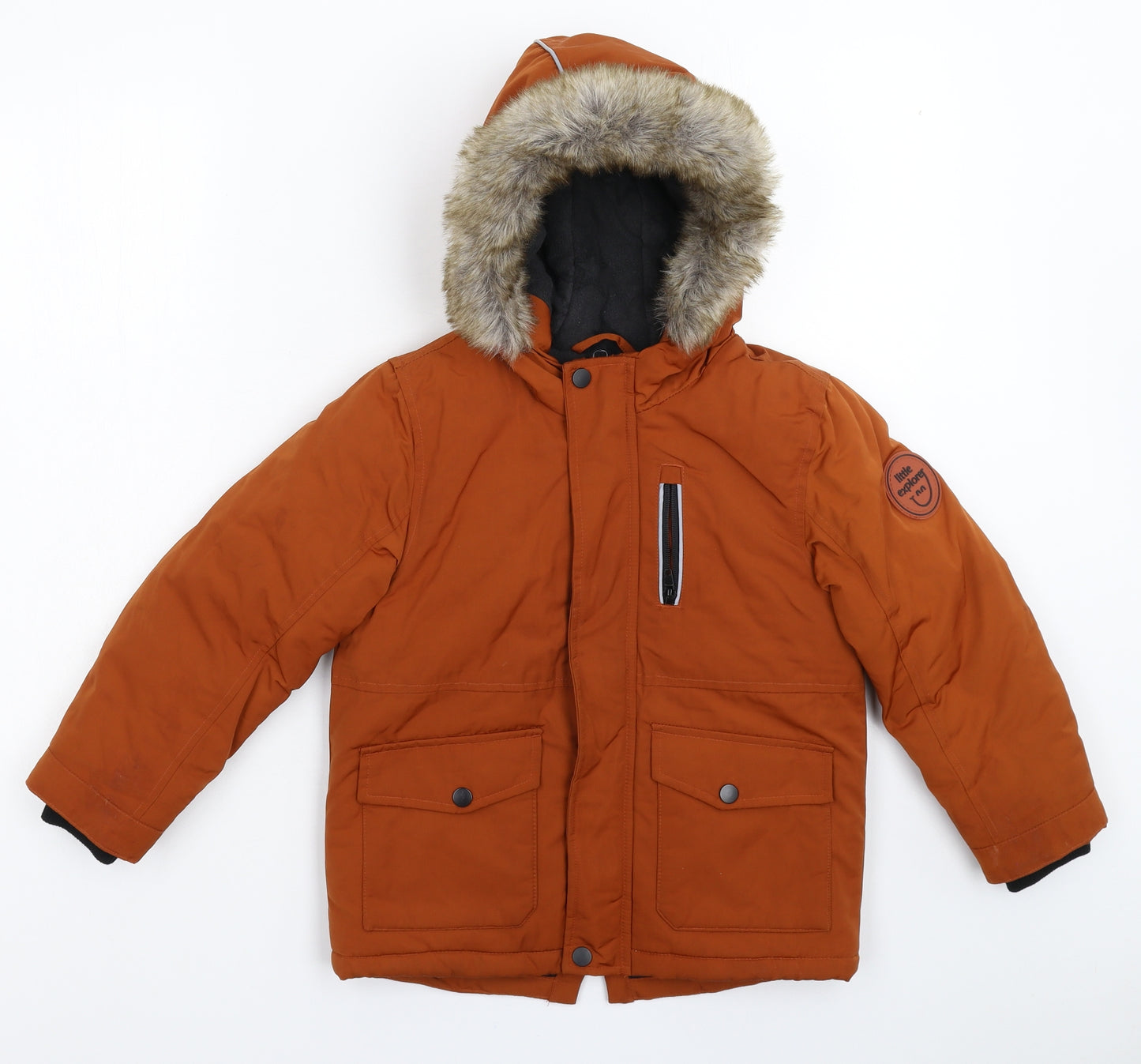 F&F Boys Brown   Parka Coat Size 6-7 Years