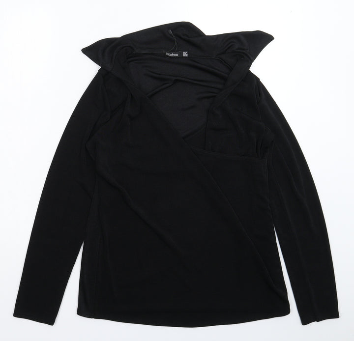 Boohoo Womens Black Basic Blouse Size 10