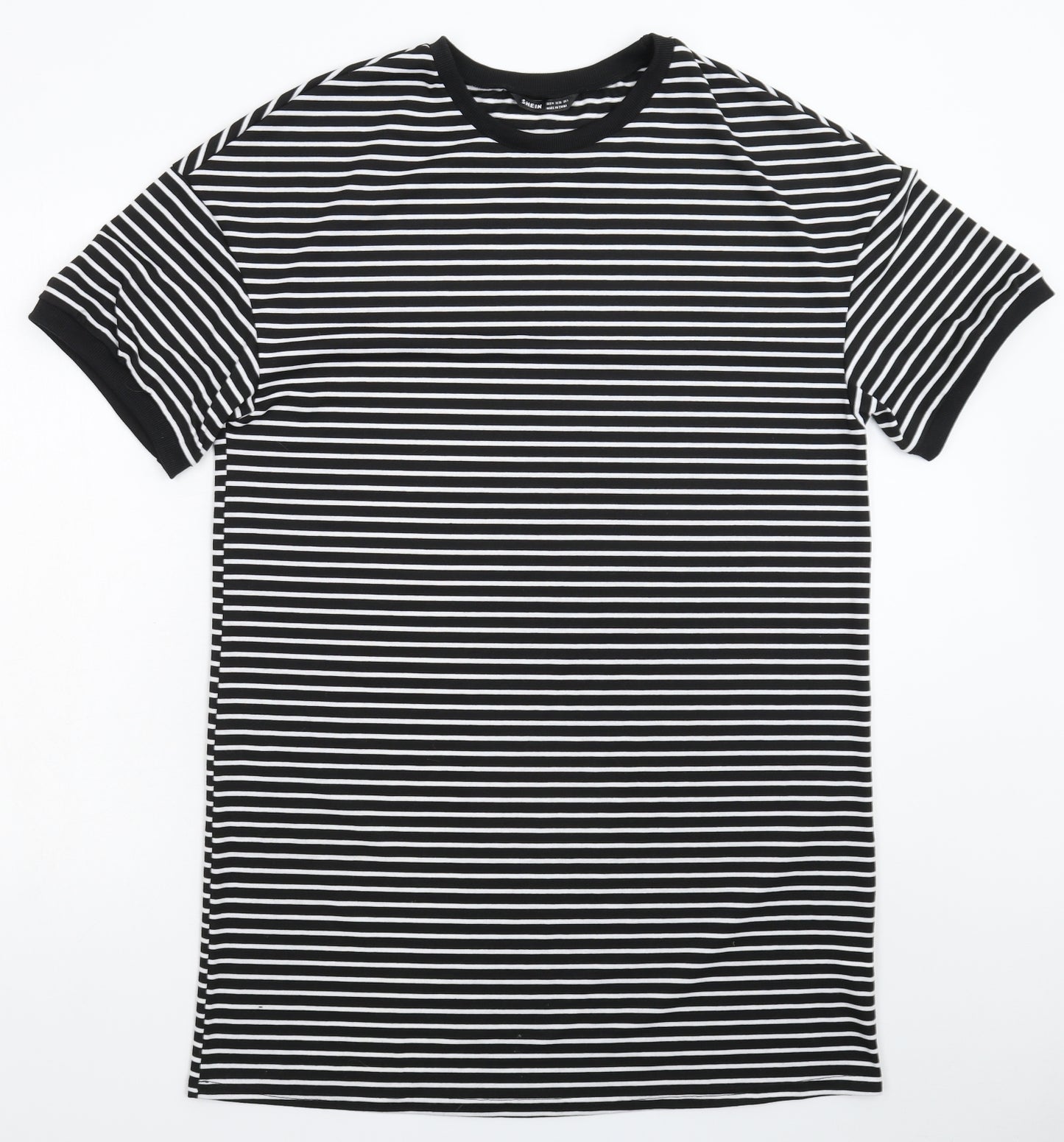 SheIn Womens Black Striped  T-Shirt Dress  Size M