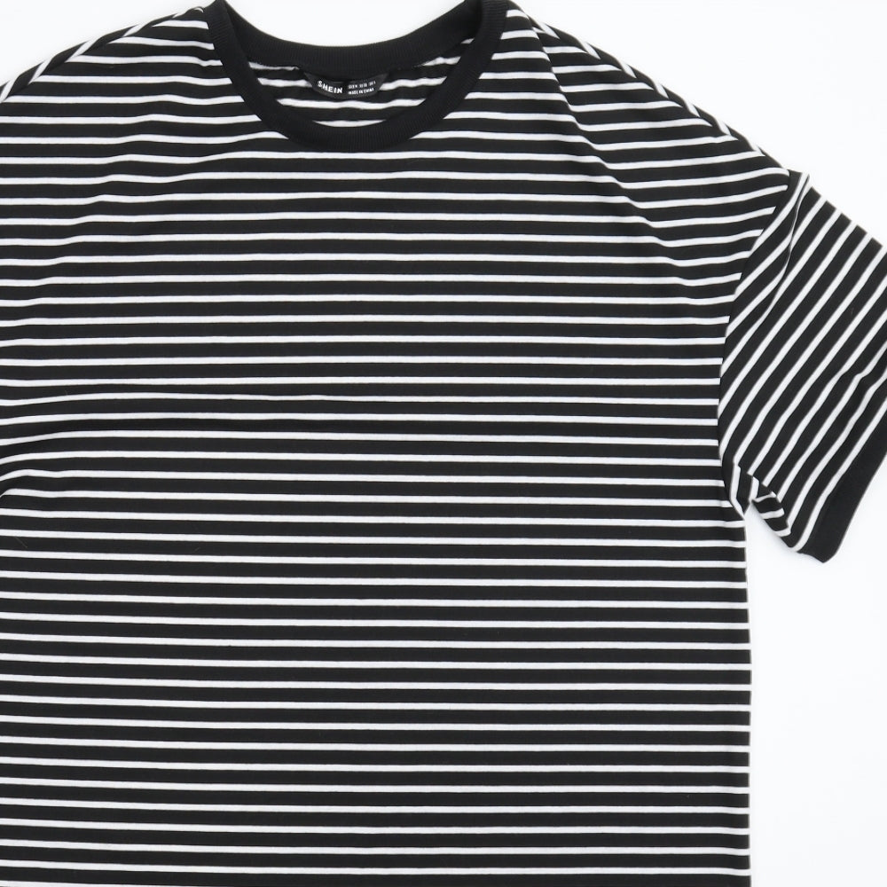SheIn Womens Black Striped  T-Shirt Dress  Size M