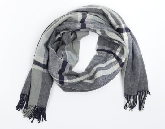 Preworn Mens Grey Geometric Knit Scarf  One Size