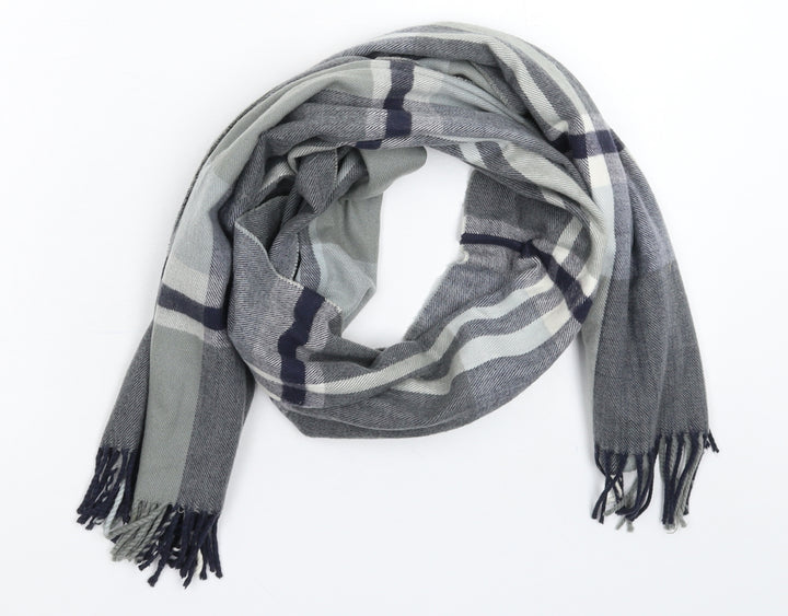 Preworn Mens Grey Geometric Knit Scarf  One Size