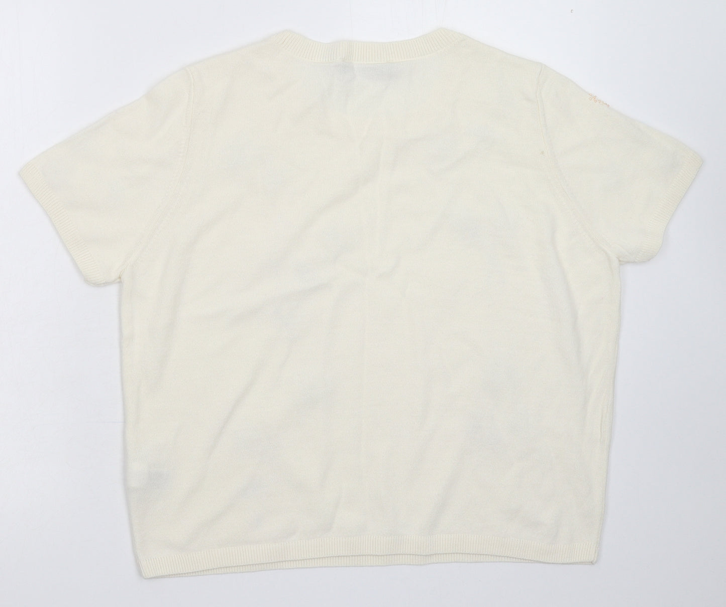 Marks and Spencer Womens White  Knit Pullover Jumper Size 14