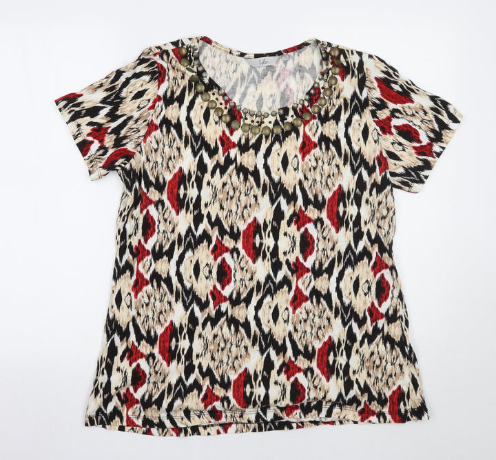 Isle Mens Black Animal Print T-Shirt Size 18