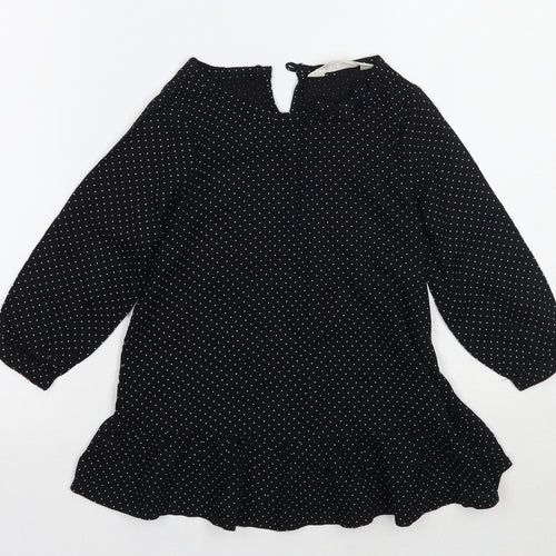 H&M Girls Black Polka Dot  Basic Blouse Size 2 Years