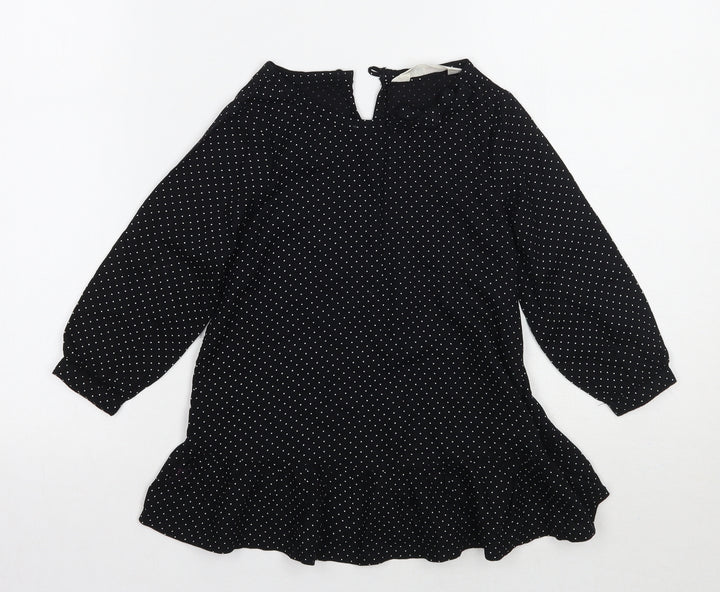 H&M Girls Black Polka Dot  Basic Blouse Size 2 Years