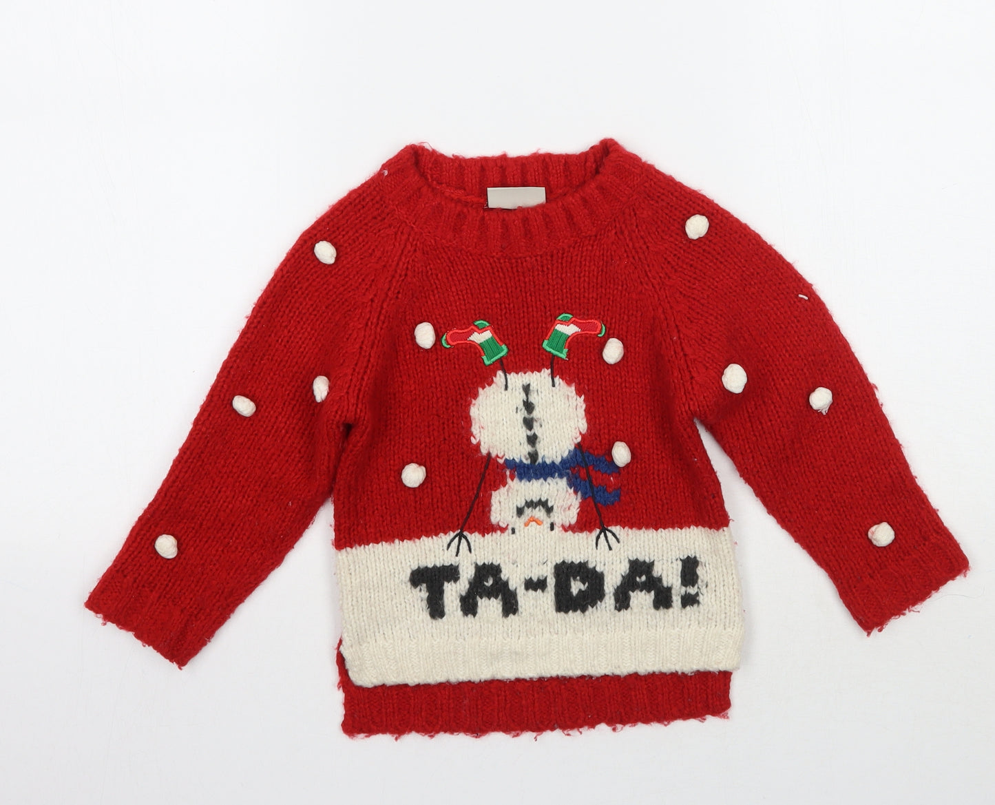 NEXT Girls Red Polka Dot  Pullover Jumper Size 3 Years