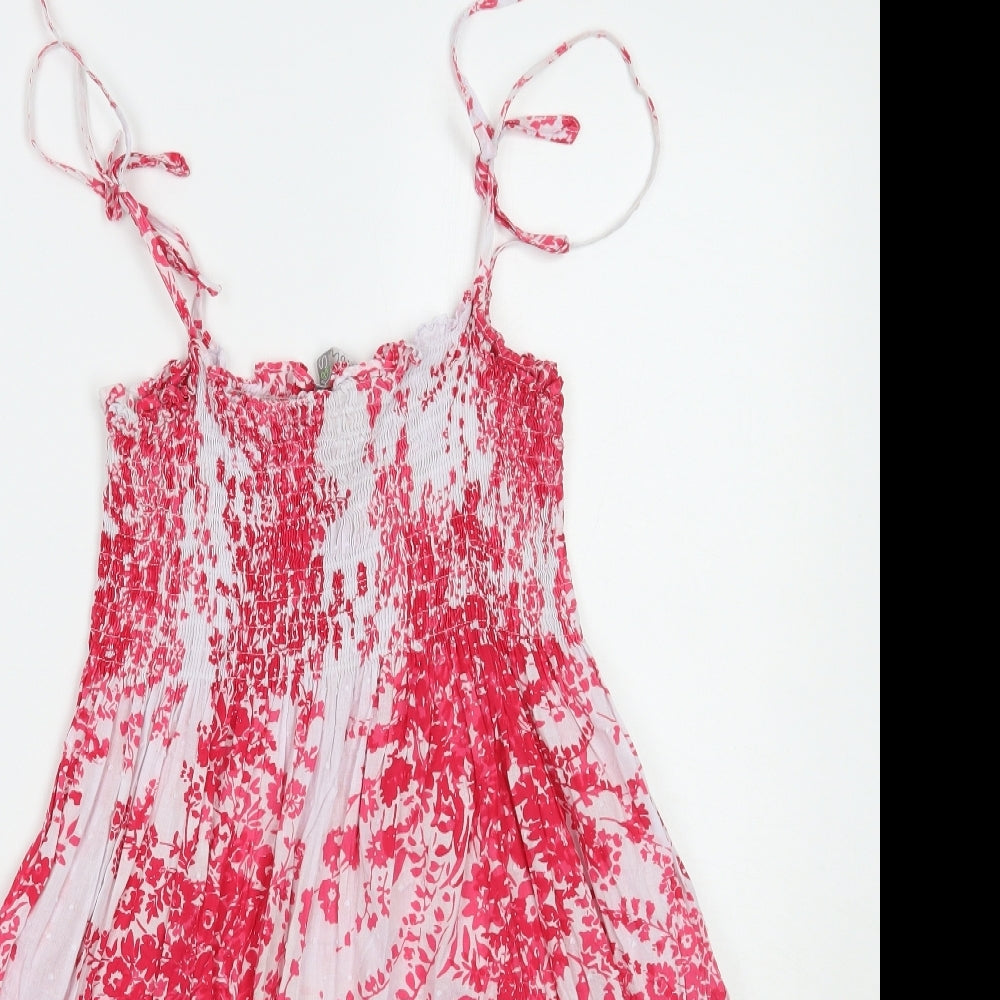 Marks and Spencer Womens White Floral  A-Line  Size 10