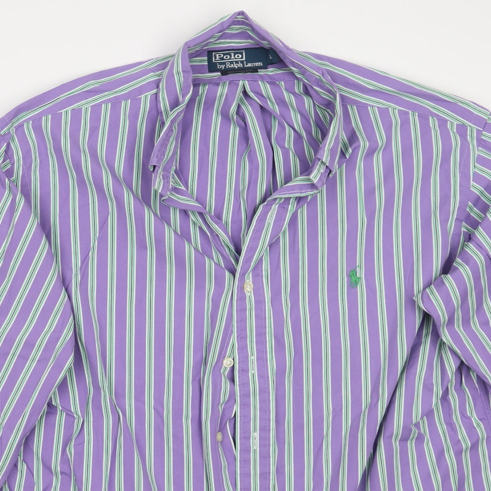 Polo Ralph Lauren Mens Purple Striped   Button-Up Size XL